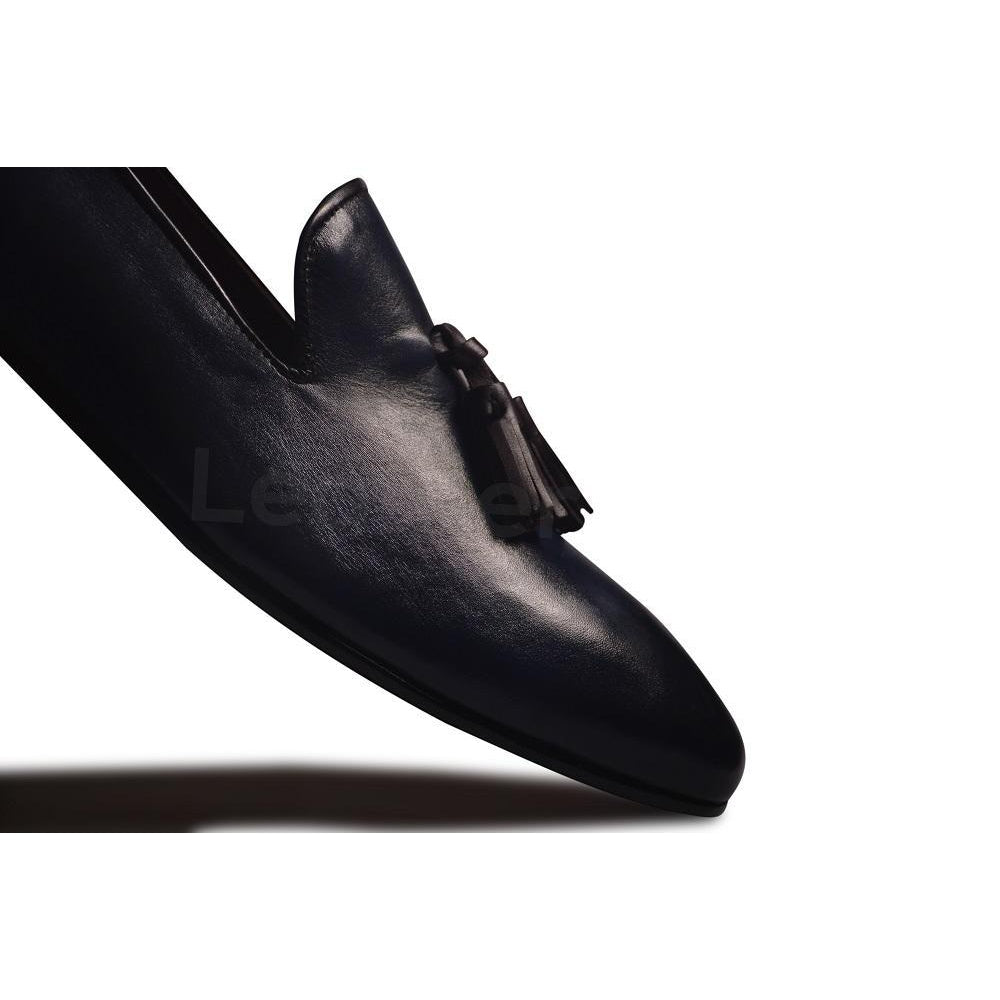 Blue Leather Shoes for Men