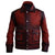 Men Distressed Tan Red Cow Leather Jacket with Metal Hoops Front Zipper Buttons