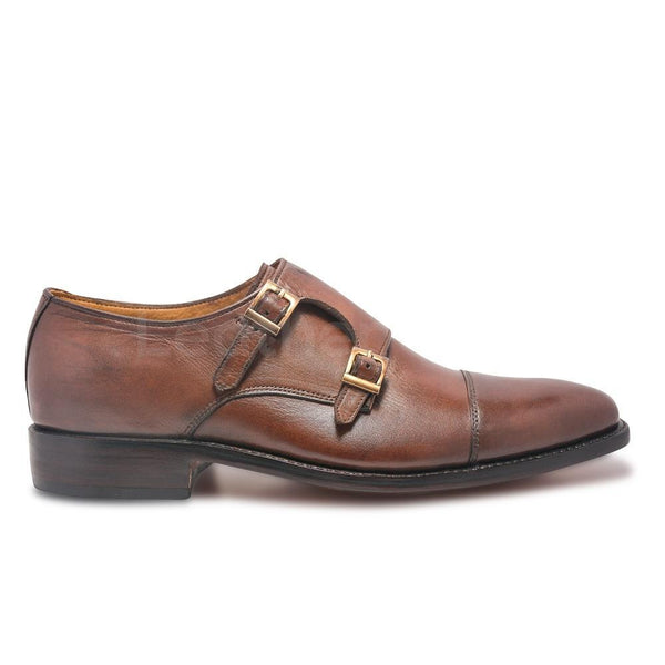 Men Brown Monk Genuine Leather Shoes