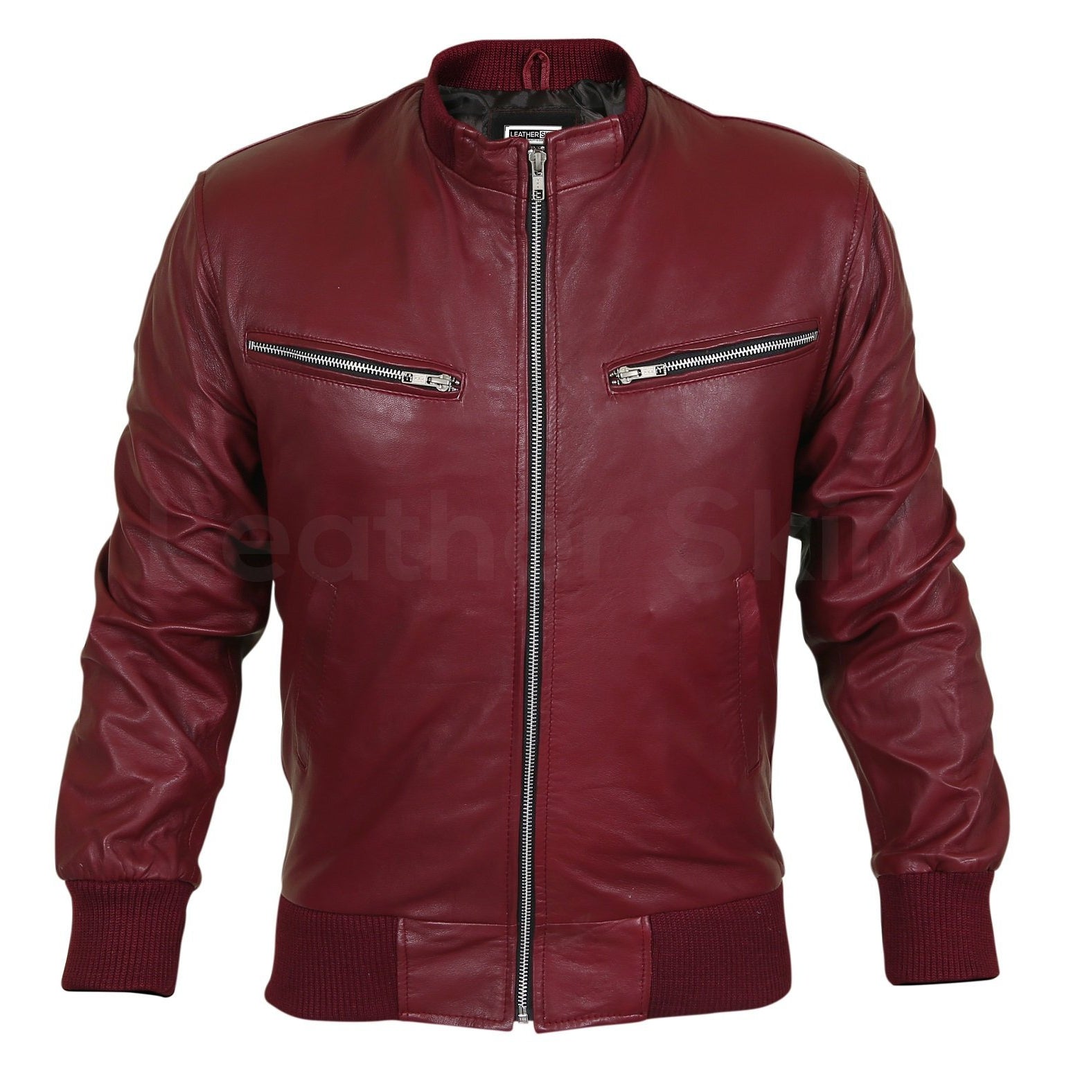 maroon leather jacket mens