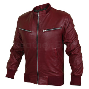 mens maroon genuine leather jacket