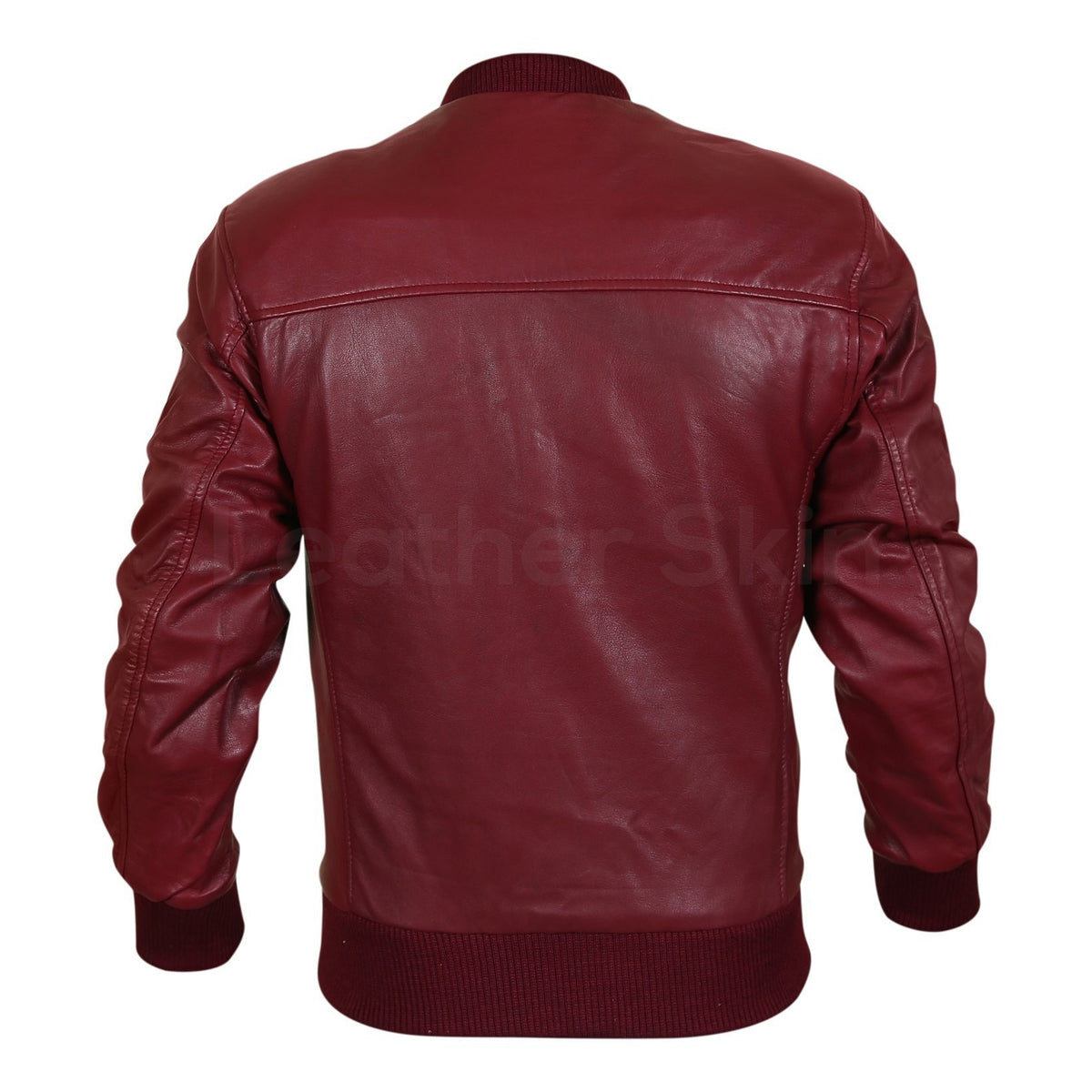 Mens Bomber Red Leather Jacket - The Genuine Leather