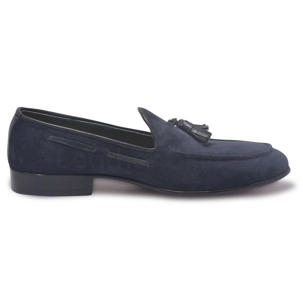 Handmade Men's Navy Blue Tassel Loafer Shoes, Men Designer Dress Forma –  theleathersouq