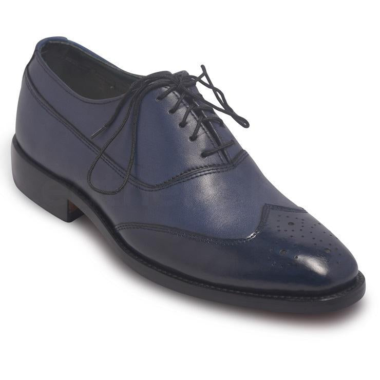 Men Oxford Blue Two-Tone Leather Shoes with Brogue Wingtip - US 6 Men Oxford Blue Two-Tone Leather Shoes with Brogue Wingtip - US 6