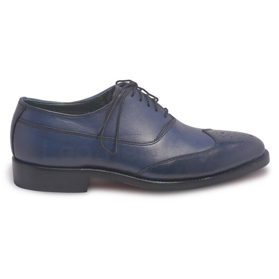Men Oxford Blue Two-Tone Leather Shoes with Brogue Wingtip - US 16 Men Oxford Blue Two-Tone Leather Shoes with Brogue Wingtip - US 16