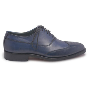 brogue blue leather shoes