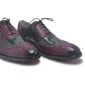 Purple Leather Shoes with wingtip