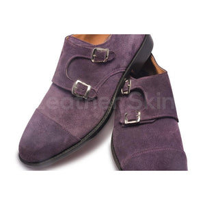Men Purple Leather Shoes