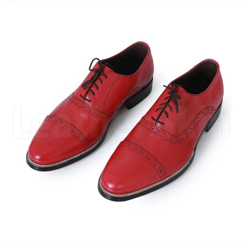 Home / Products / Men Red Black Laces Genuine Leather Shoes