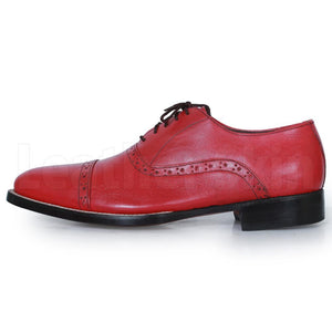 Men Red Black Laces Genuine Leather Shoes