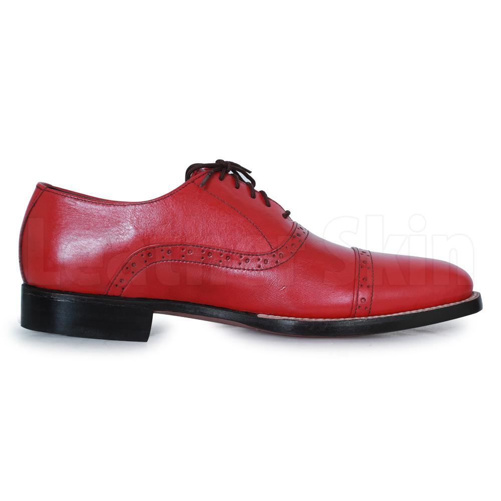 Men Red Black Laces Genuine Leather Shoes - Leather Skin Shop Men Red Black Laces Genuine Leather Shoes - Leather Skin Shop