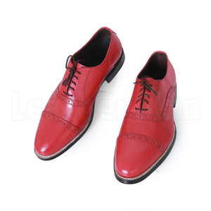 Men Red Black Laces Genuine Leather Shoes - US 10.5 Men Red Black Laces Genuine Leather Shoes - US 10.5