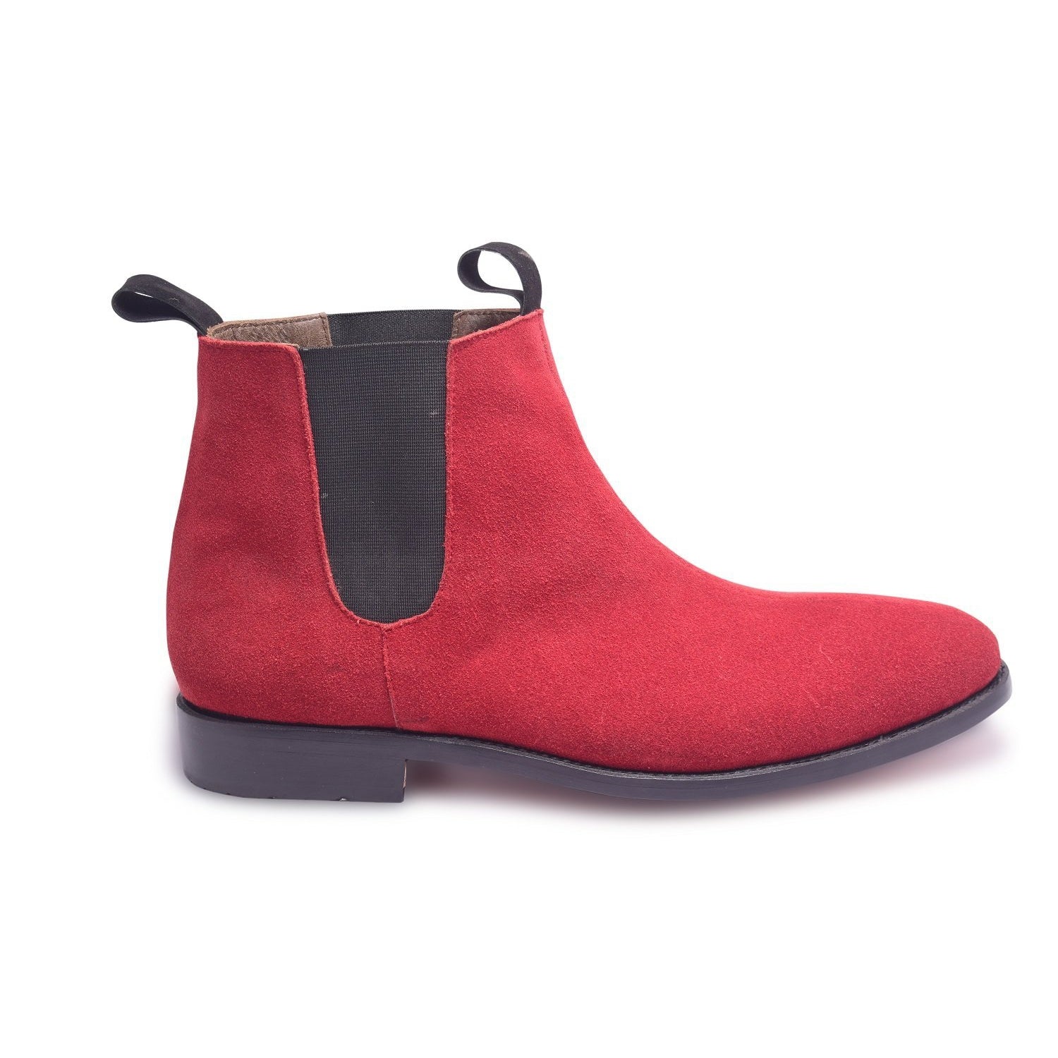 Men Red Suede Leather with Black Stretch Leather Skin