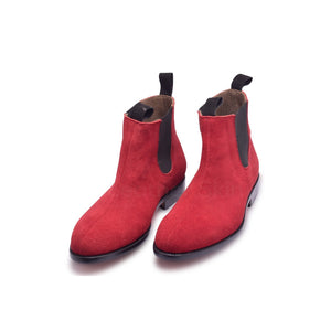 Chelsea Leather Boots Men in Red Color