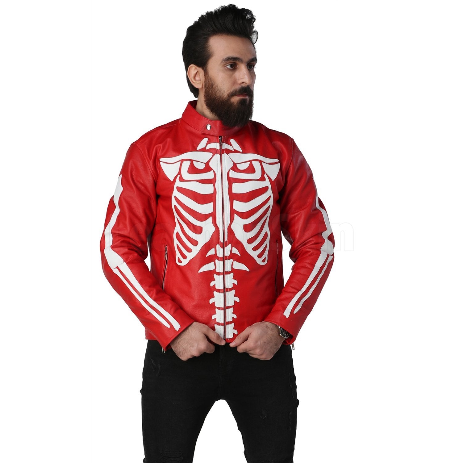 Skeleton Jacket with Zip-Up in Leather - Leather Skin Shop