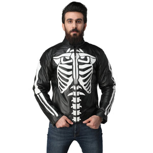Leather Skin Men Skeleton Biker Motorcycle Genuine Leather Jacket with CE Armors