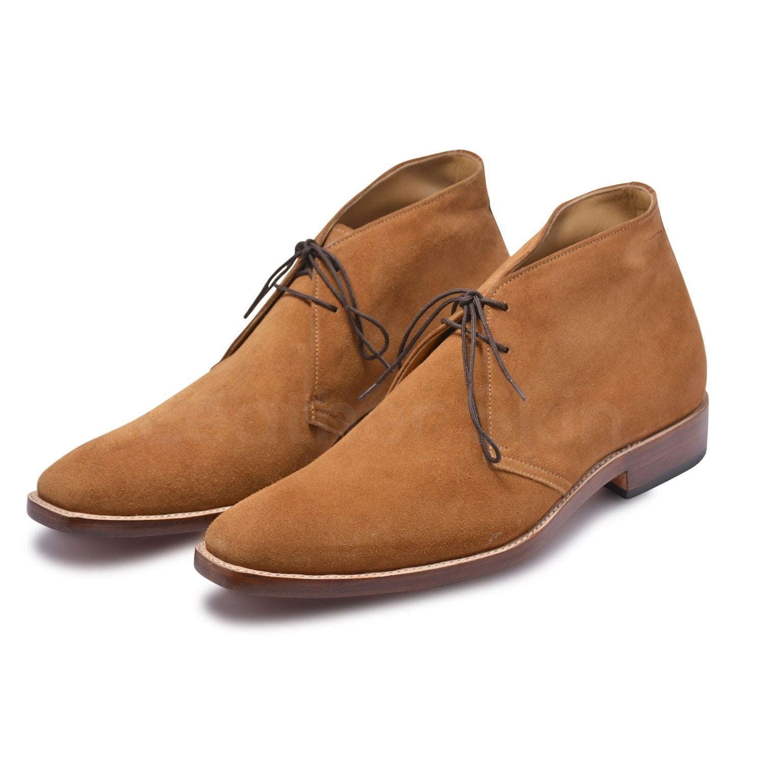 Men Tan Suede Chukka Leather Boots - Leather Skin