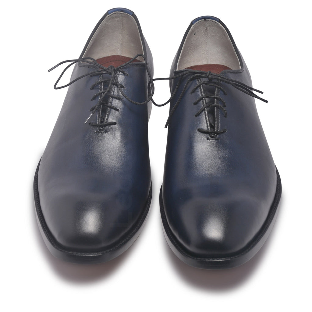 Men Two Tone Blue Leather Shoes with black laces - Leather Skin Shop Men Two Tone Blue Leather Shoes with black laces - Leather Skin Shop