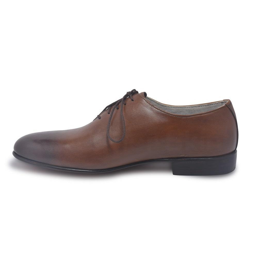 Men Two Tone Brown Formal Leather Shoes with Laces