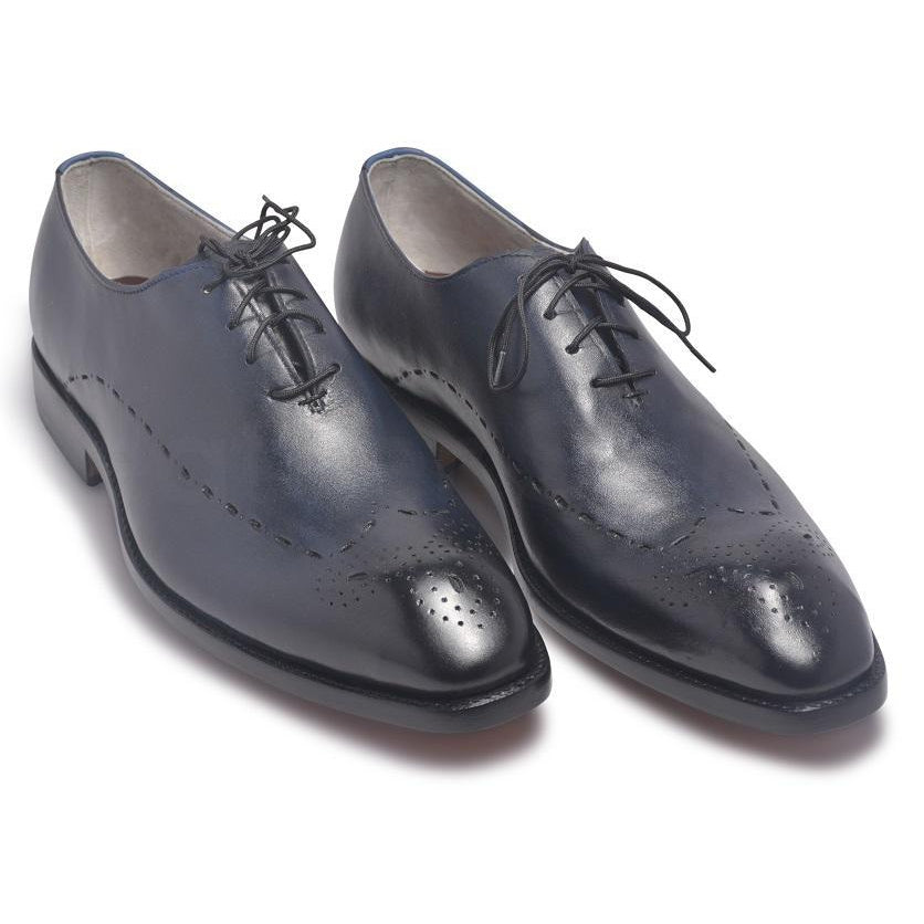 Men Two Tone Navy Blue Brogue Leather Shoes with Laces - US 8 Men Two Tone Navy Blue Brogue Leather Shoes with Laces - US 8
