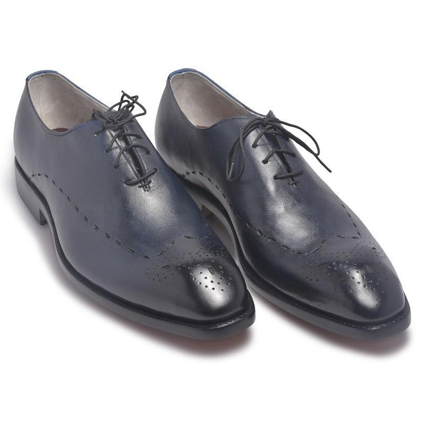 Home / Products / Men Two Tone Navy Blue Brogue Leather Shoes with Laces