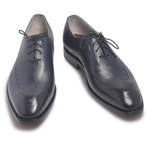 Navy Blue Brogue Leather Shoes