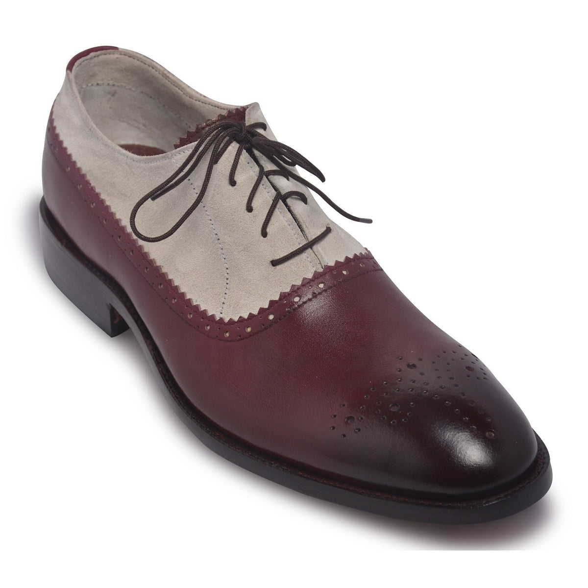 Oxford Burgundy Red Dress Shoes for Men Brogue Shoes