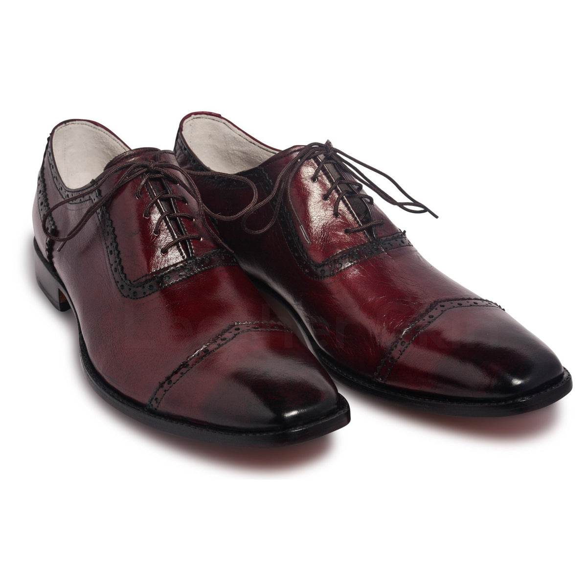 red leather dress shoes Handmade Reddish Brown Leather Oxford Dress Shoes: Whole Cut Lace-Up