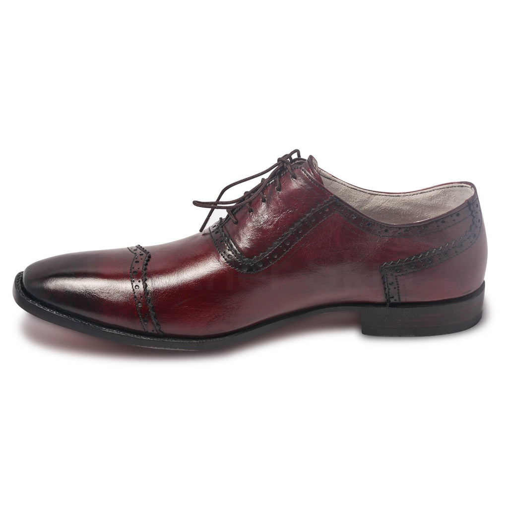 Men Two Tone Red Oxford Glossy Genuine Leather Shoes - Leather Skin Shop Men Two Tone Red Oxford Glossy Genuine Leather Shoes - Leather Skin Shop