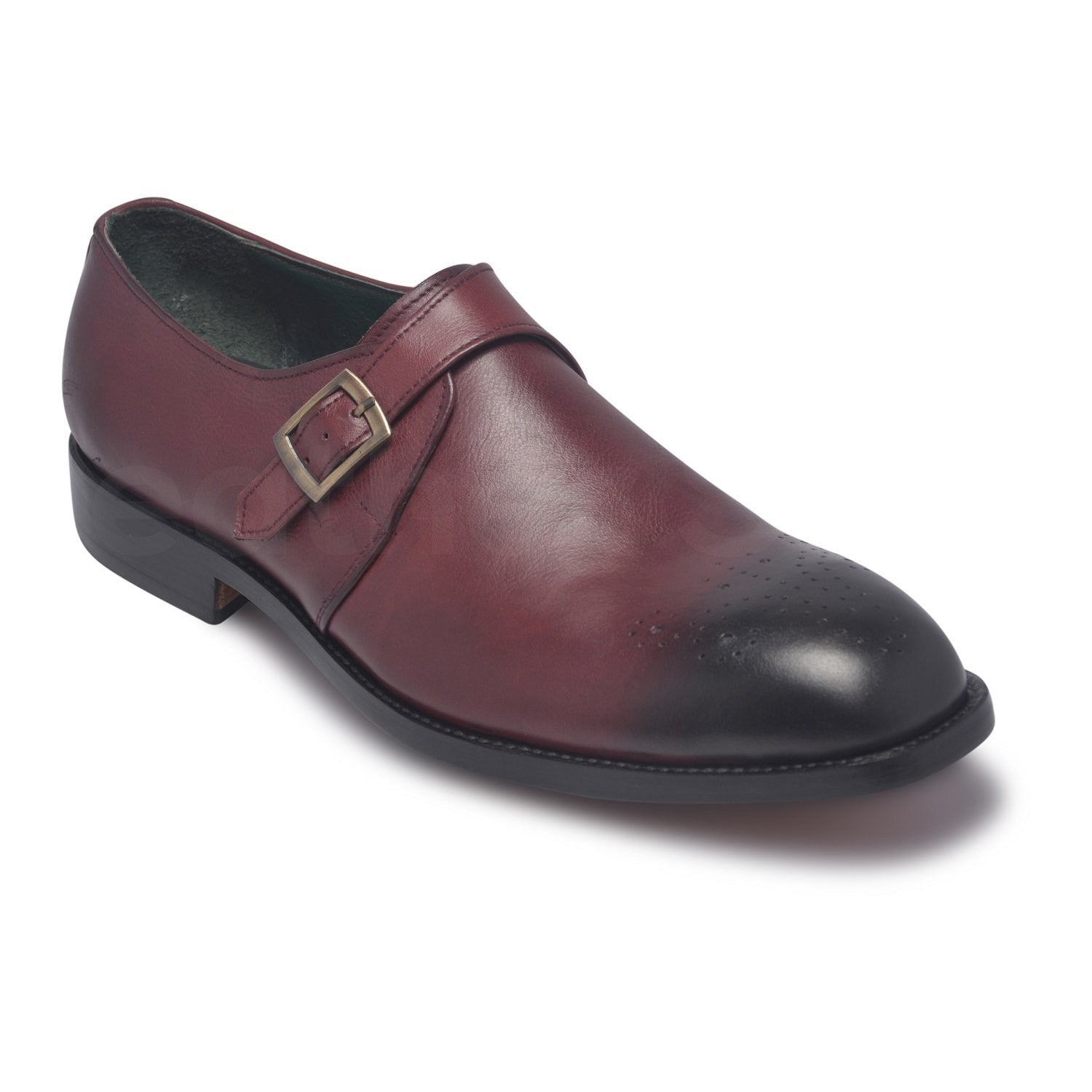 Two Tone mens leather shoes monk strap