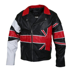 UK flag leather jacket mens