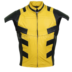 mens yellow leather vest costume