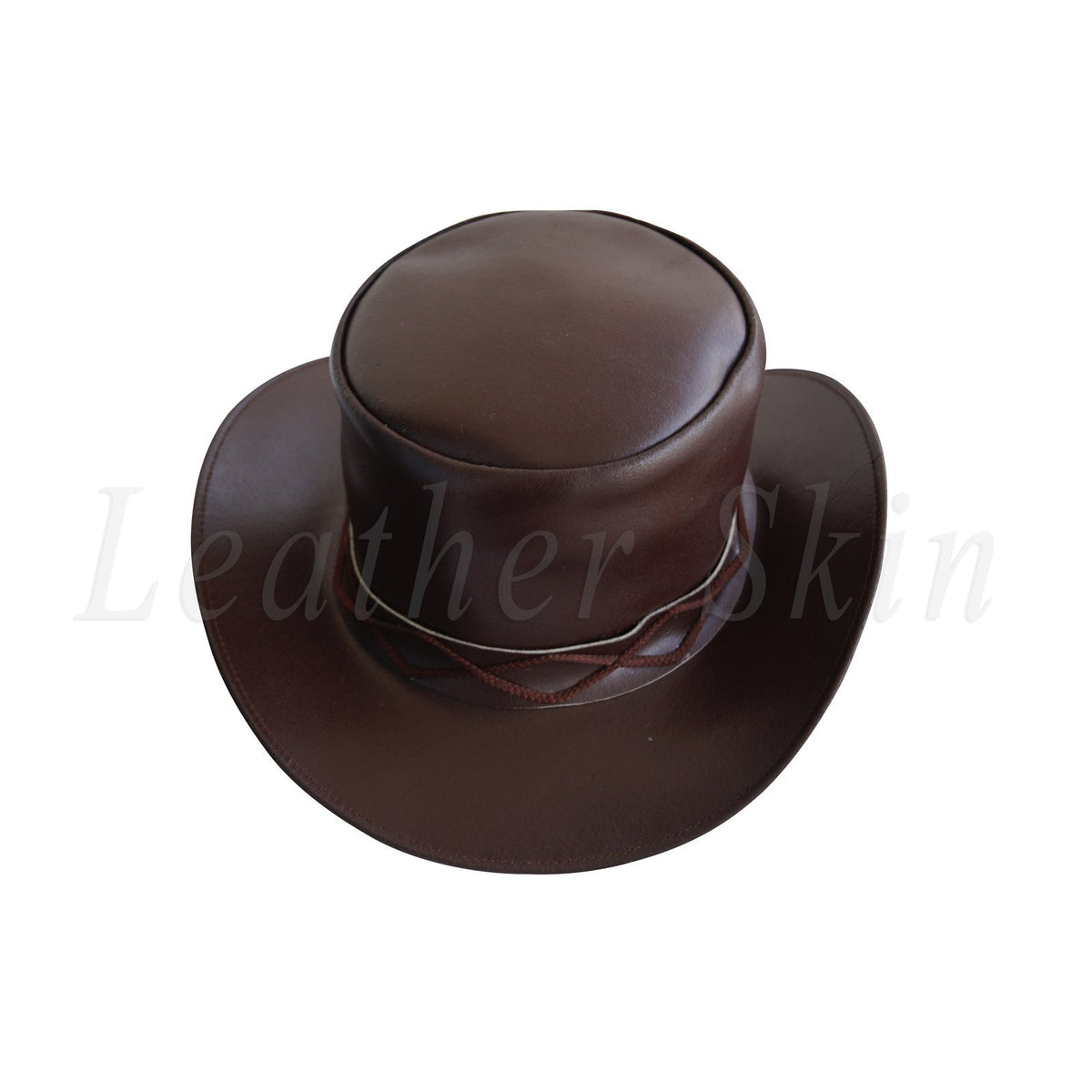 Men Black Steam Punk Leather Rock Hat