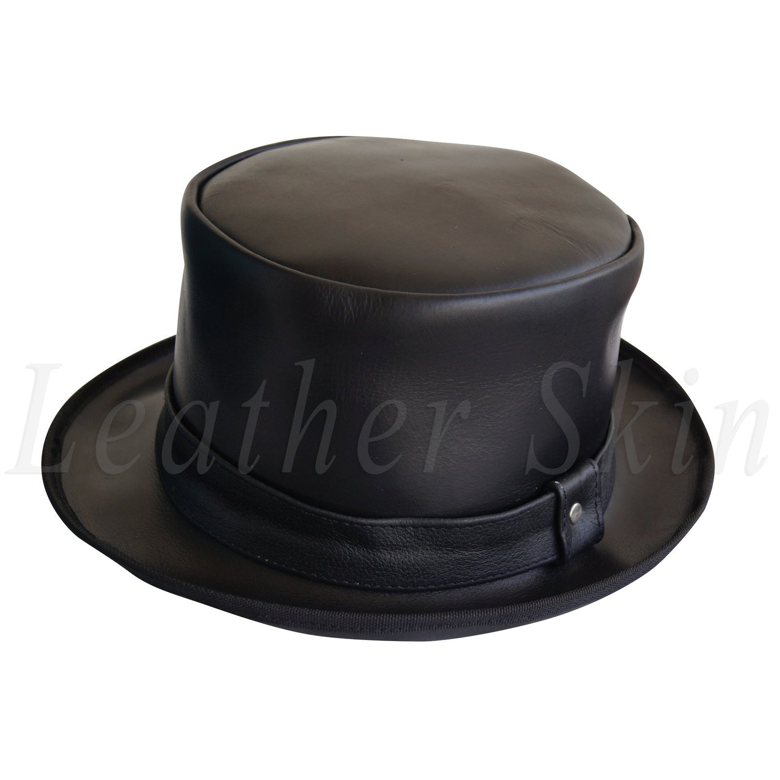 Black Vintage Style Leather Hat English Men's and Women's Jazz Ska