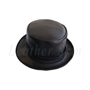 Black Vintage Style Leather Hat English Men's and Women's Jazz Ska