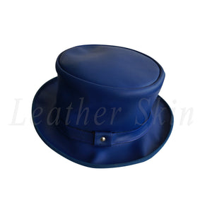 Blue Vintage Style Leather Hat English Men's and Women's Jazz Ska