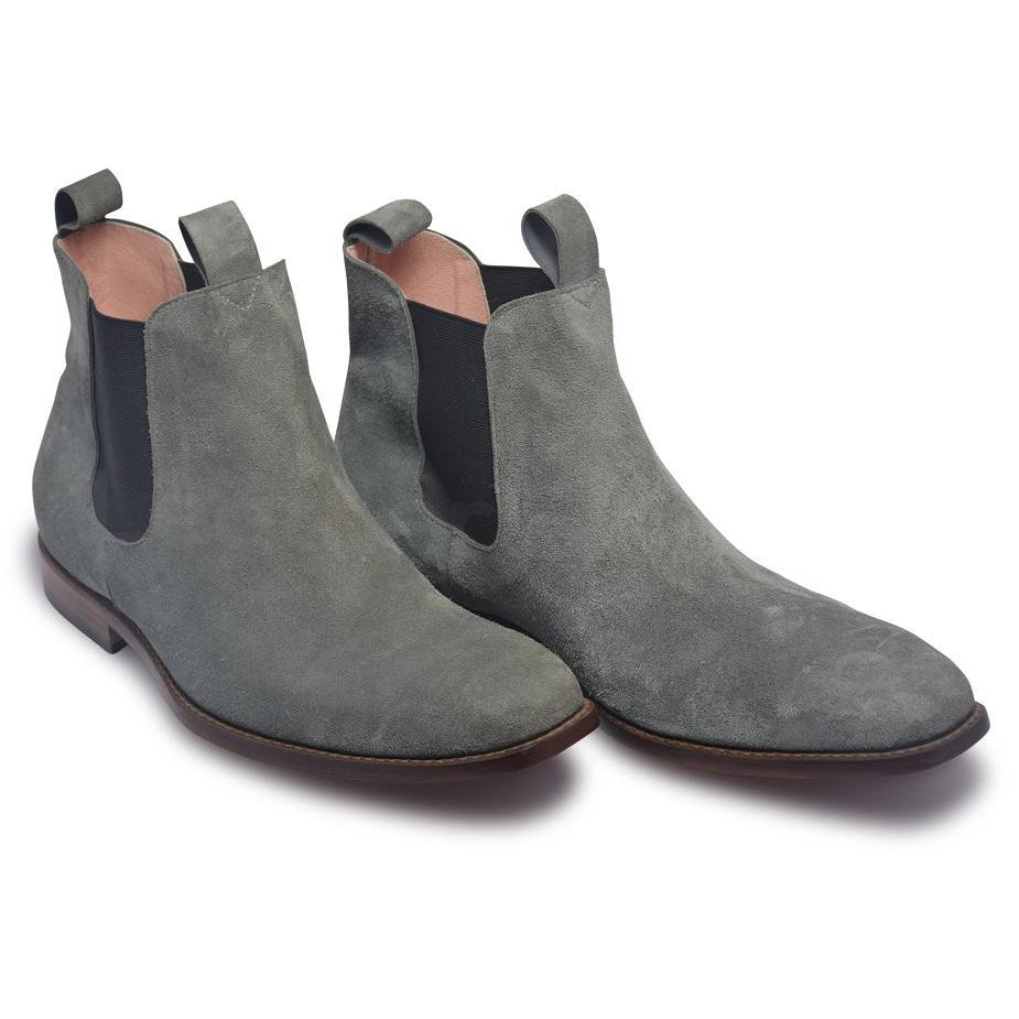 Grey suede Leather Boots Men - Skin Shop