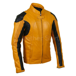 yellow motorcycle leather jacket mens