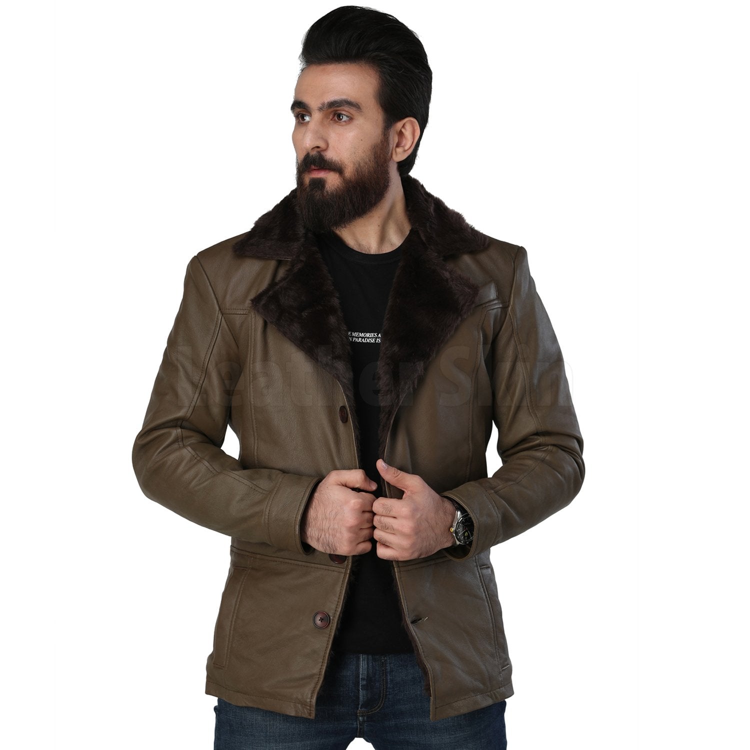 Green Military Overcoat  Business Men Double Breasted Coat - Jackets Expert