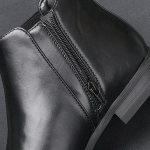 Men's Black Chelsea Boots with Side Zip