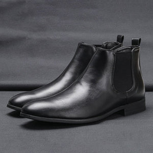 Men's Black Chelsea Boots with Side Zip