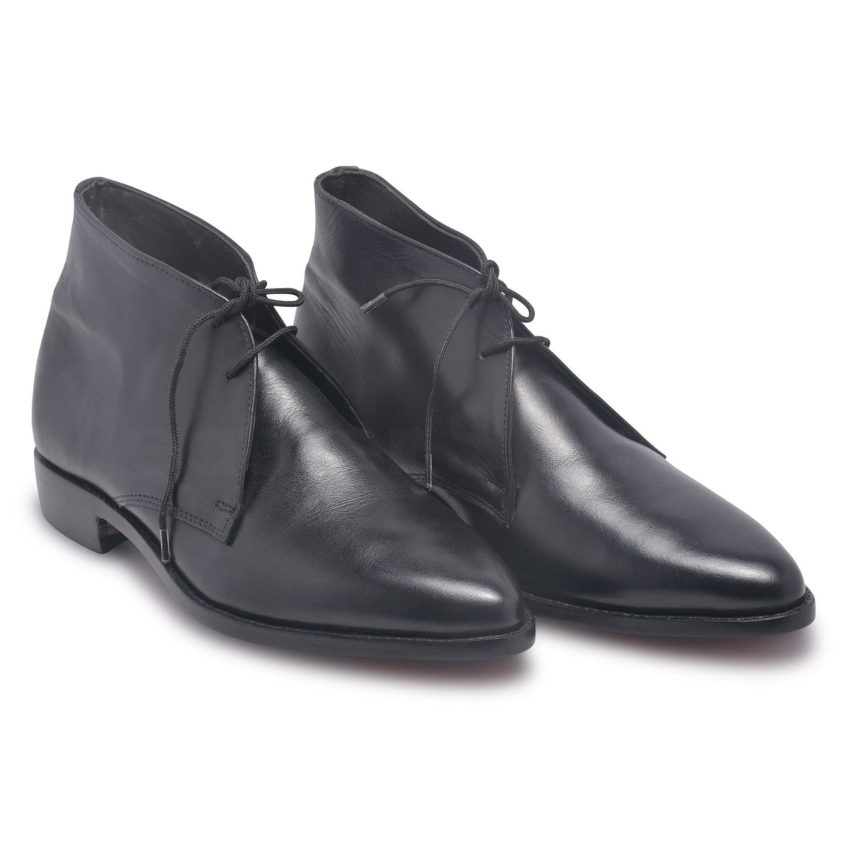 Mens Black Chukka Leather Boots with laces Mens Black Chukka Leather Boots with laces