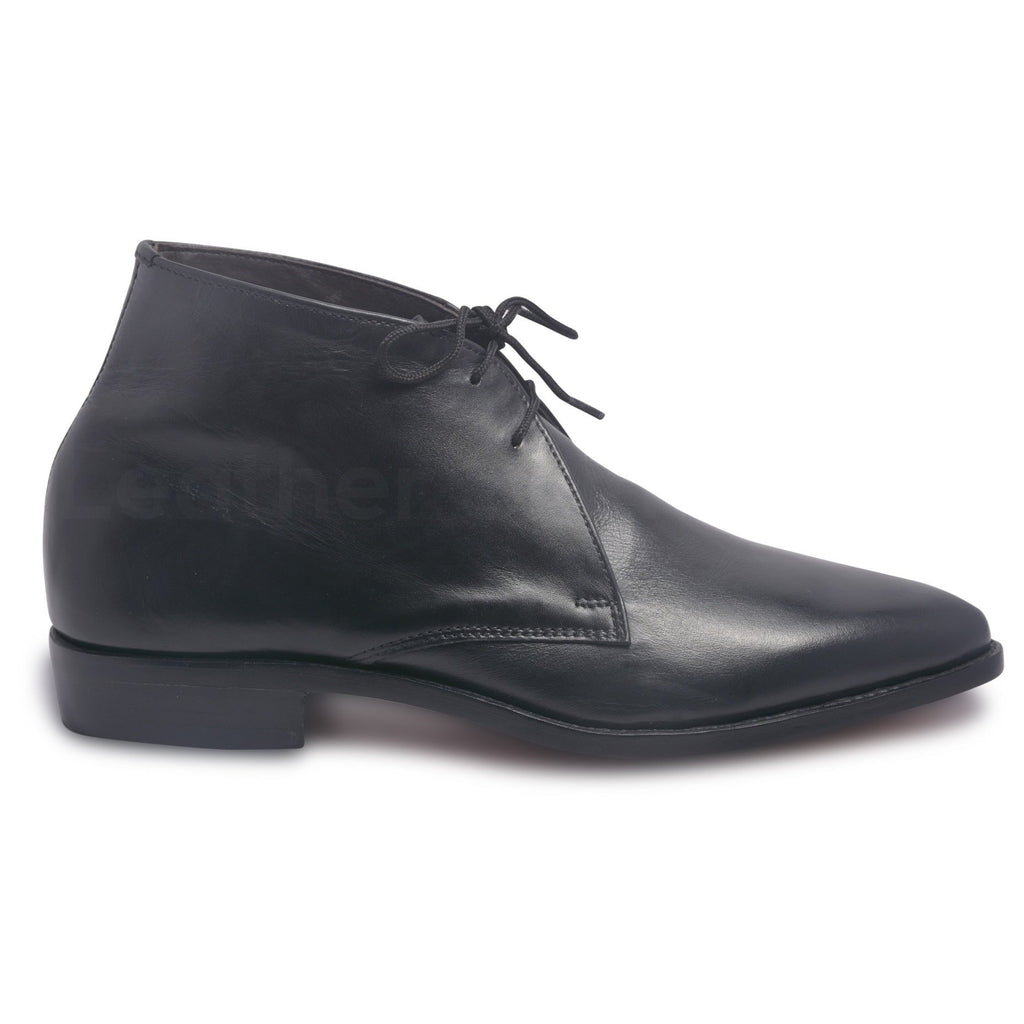 Mens Black Chukka Leather Boots with laces - Leather Skin Shop Mens Black Chukka Leather Boots with laces - Leather Skin Shop