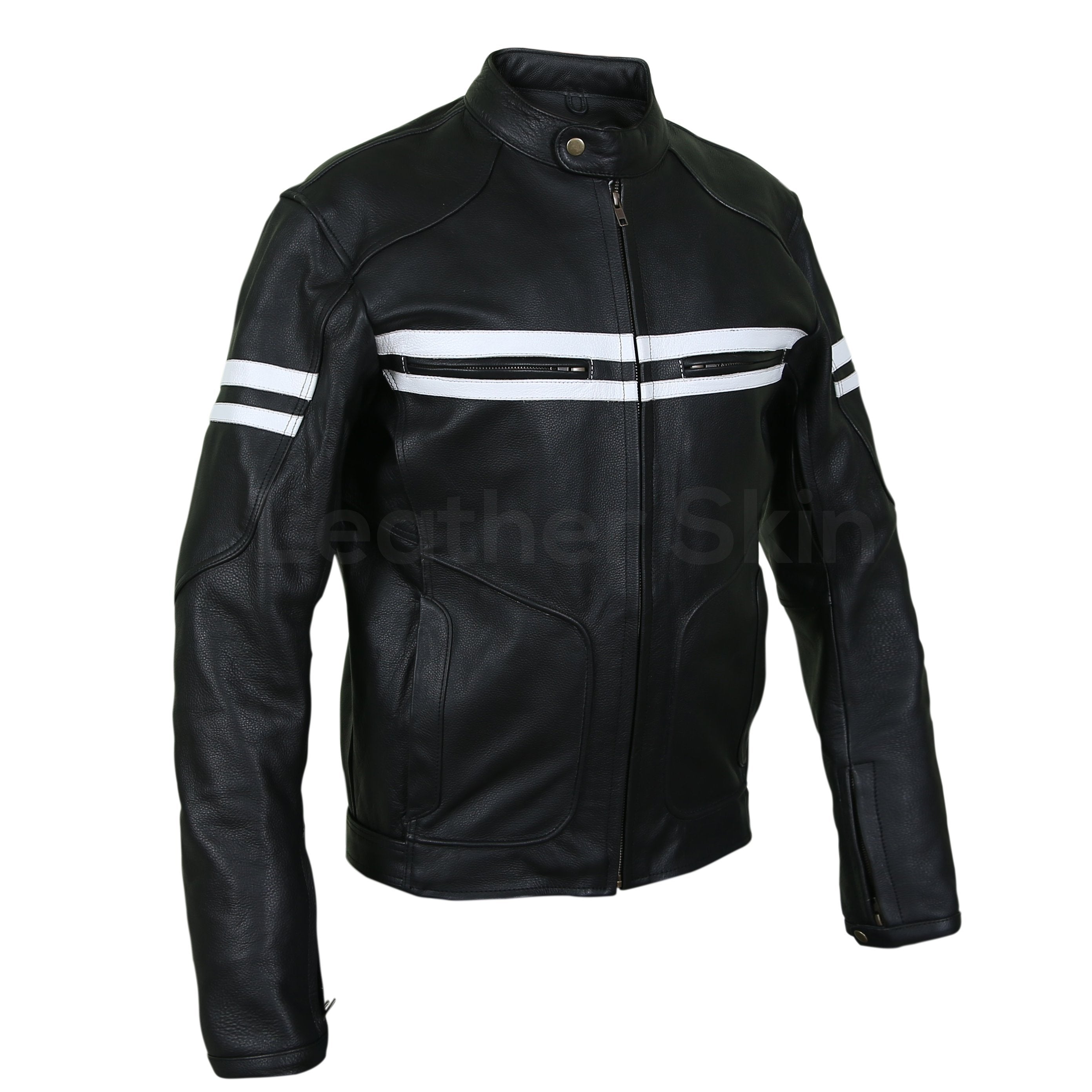 Leather Skin Black Motorcycle Biker Racing Premium Genuine Leather Jacket