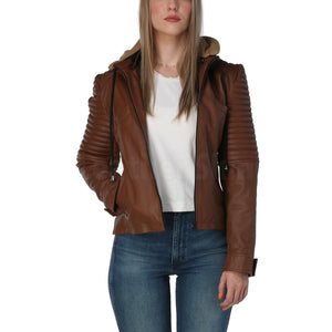 Rey Brown Hooded Leather Jacket