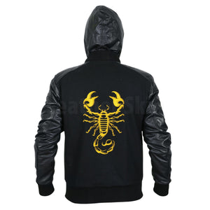 Scorpion Black Hooded Jacket with Leather Sleeves