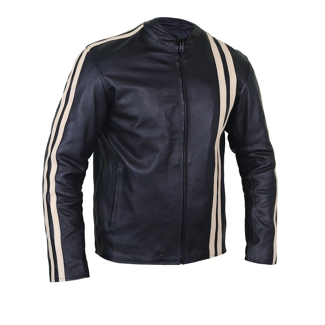 Shop Black Plain Biker Jacket For Men