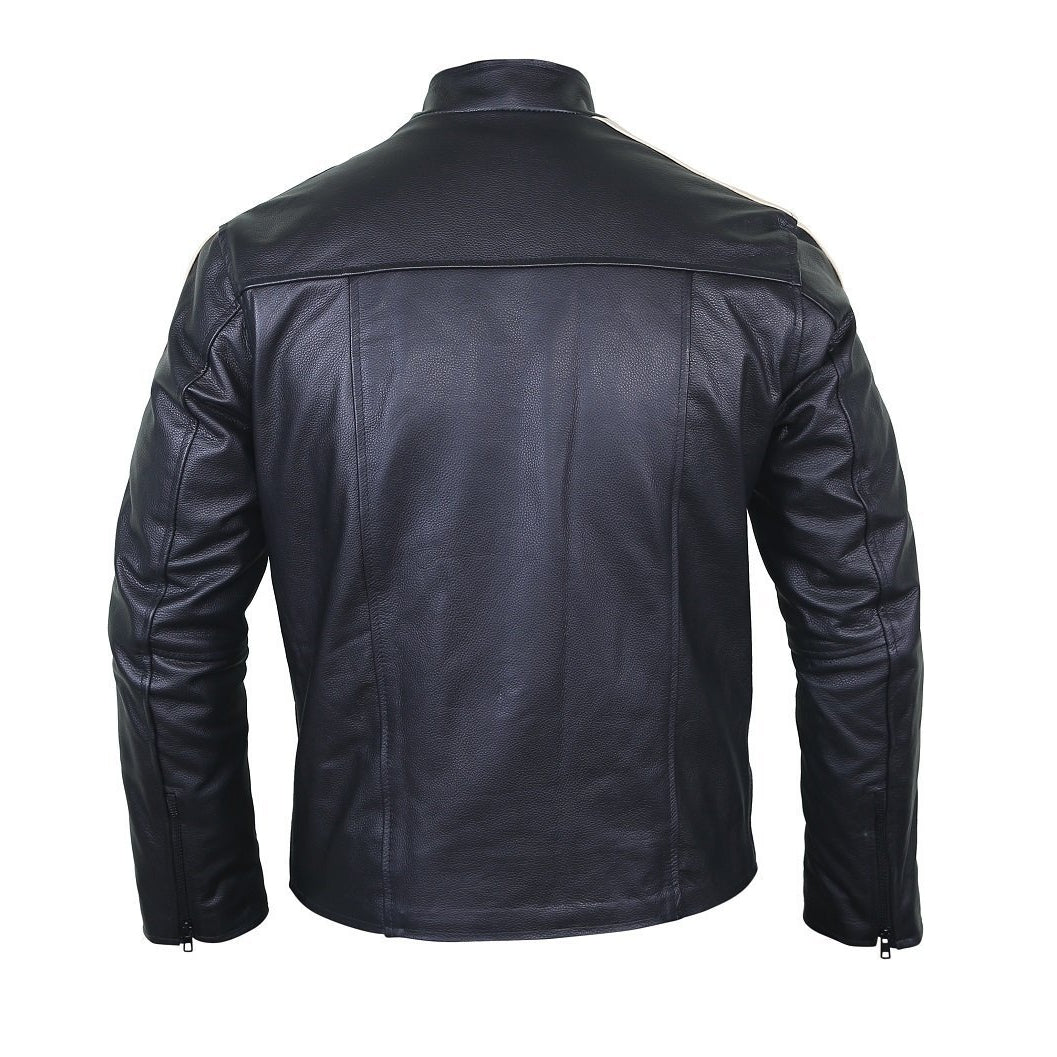 Shop Black Plain Biker Jacket For Men