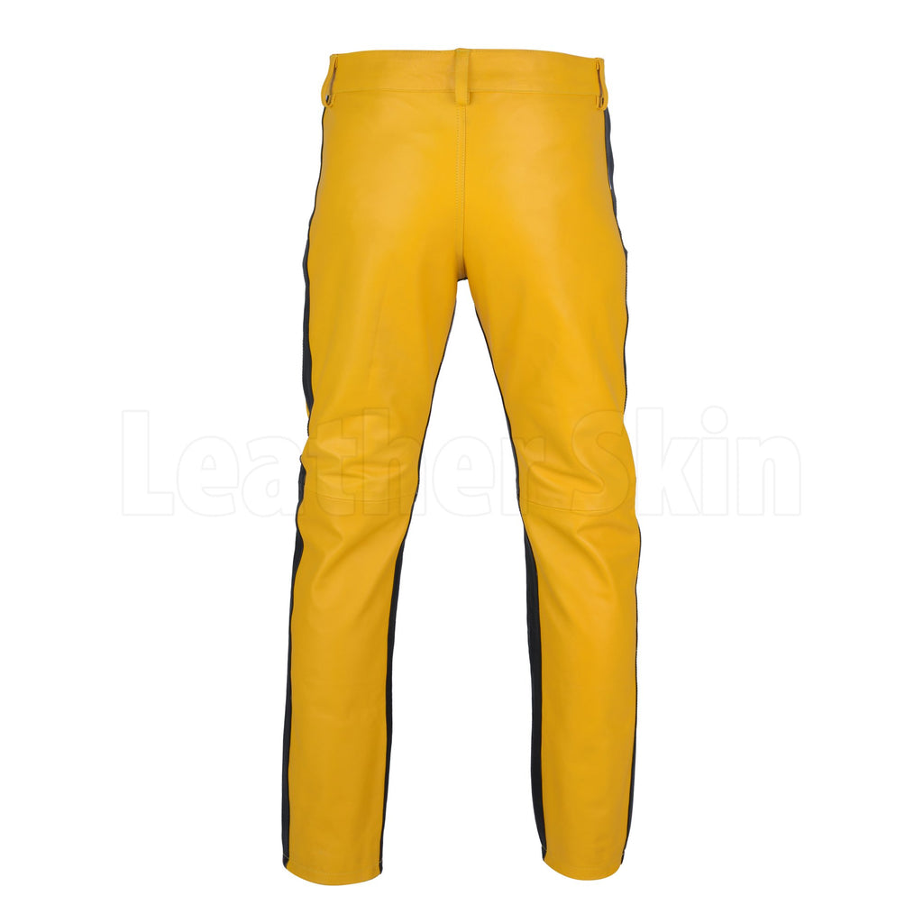 Striking Yellow Genuine Leather Pants Women