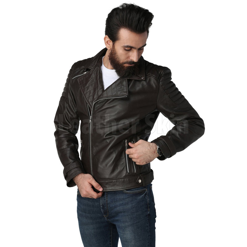 Supremacy Brown Biker Leather Jacket